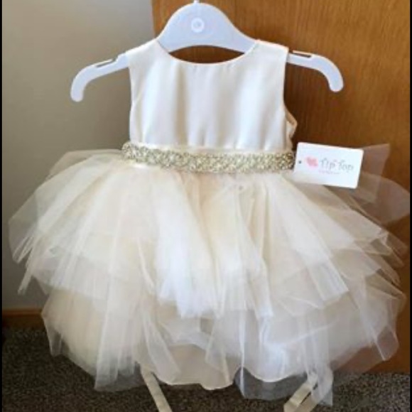 Tip Top Kids Other - BRAND NEW - Champagne dress with rhinestone belt